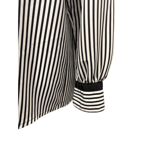 VTG Eva Laurel Women's SZ 16 Long Sleeve Black White Blouse Made USA Stripe - Picture 4 of 5